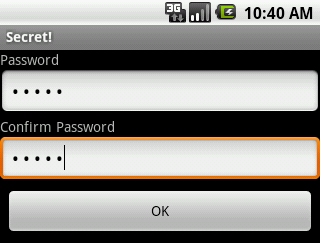 Initial Password Entry